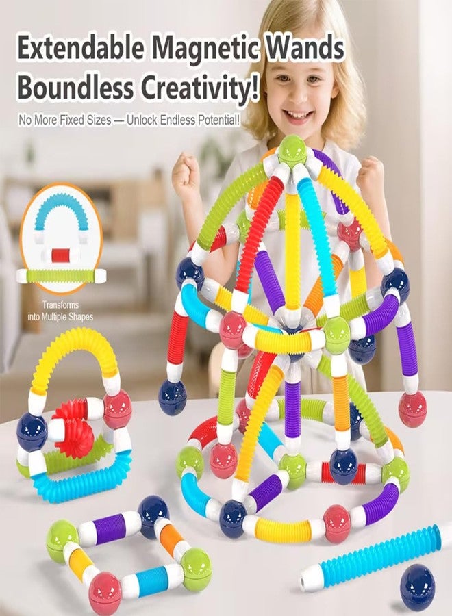 PROBABE Plastic Magnetic Pop Tubes Building Set with Colorful Ball for Kids - STEM Learning Magnetic Construction Sets, Safe ABS Plastic Magnets Gift for 3+ Boys & Girls (36 PCS) - Image 5